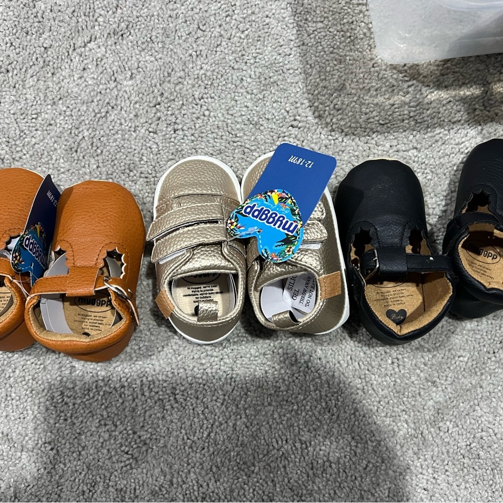 Toddler Shoes - Tan, Gold, and Black